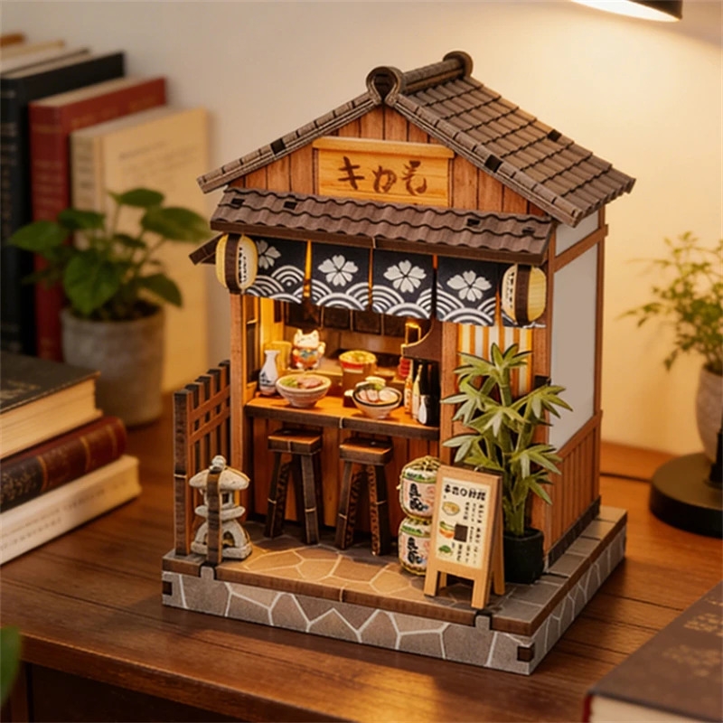 Japanese Lighting Decor - Miniatur Kedai Jepang Kayu DIY dengan