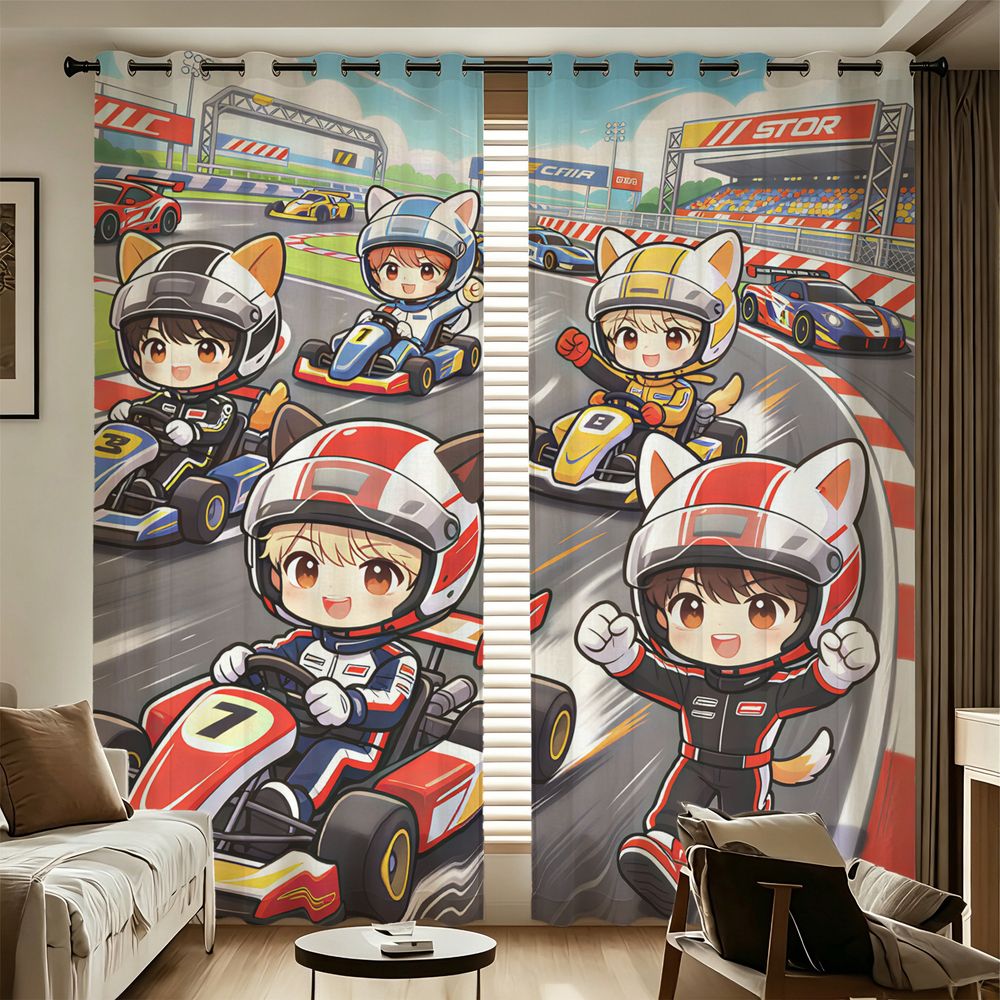 Decor Kart Lighting - Tirai Cetak Digital Kartun Balap Kart