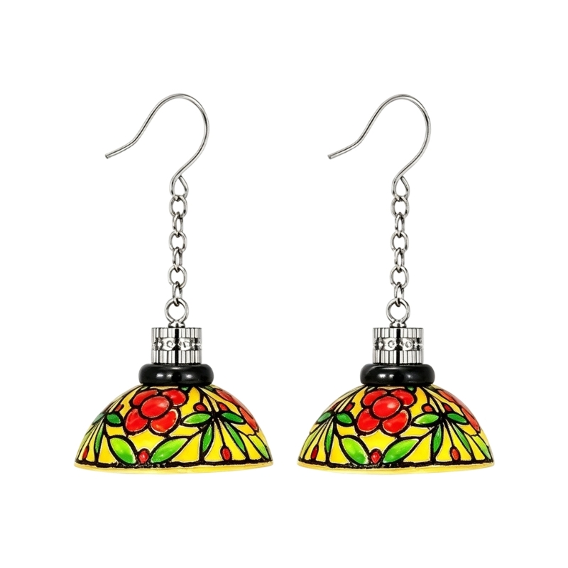 Geometric Lamp Shade - Pasangan Anting Menjuntai Bunga 195C dengan