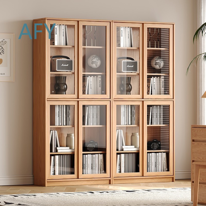 Muji Home Storage - Rak Buku Kayu Oak Solid dengan