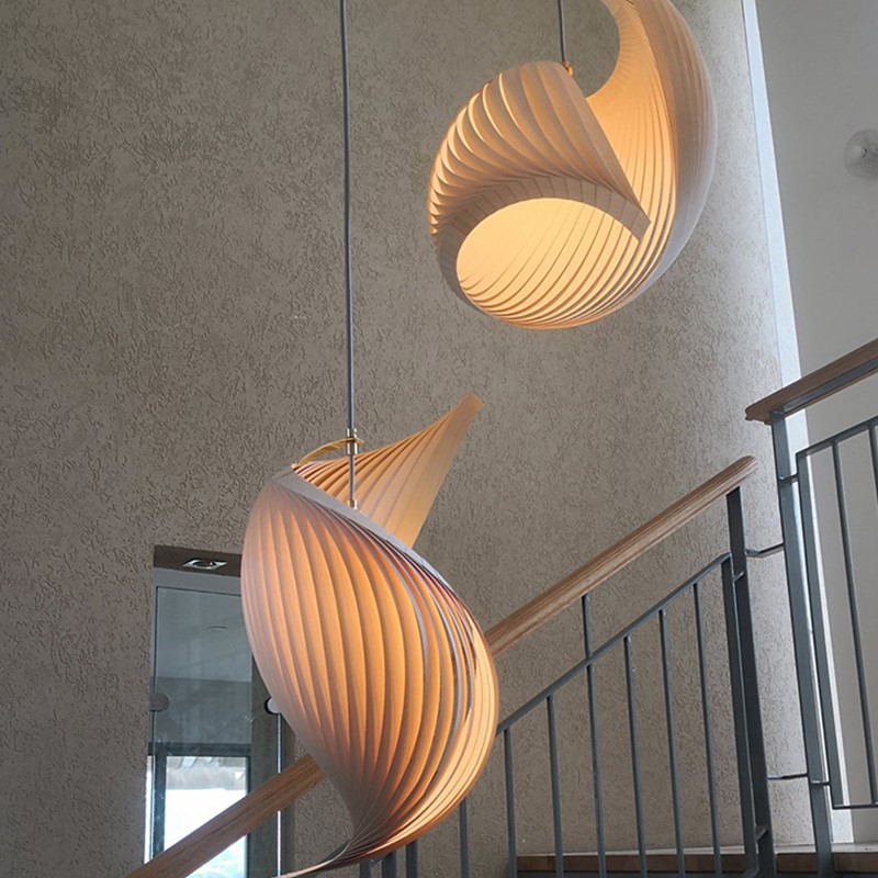 Japanese Lighting Decor - Lampu Gantung LED Kayu Unik Jepang