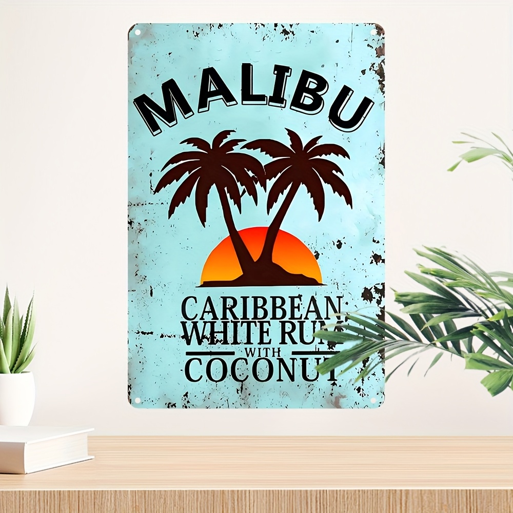 Lighting Metal Wall Decor - Papan Logam Vintage Malibu Coconut Rum