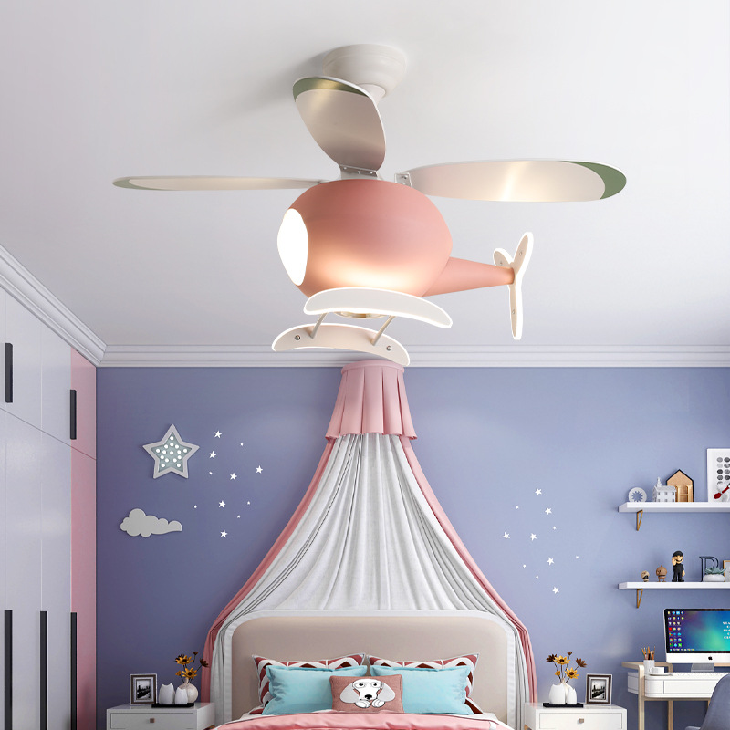 Lighting Decor In Room - Lampu Kipas Pesawat Kartun Kreatif Modern