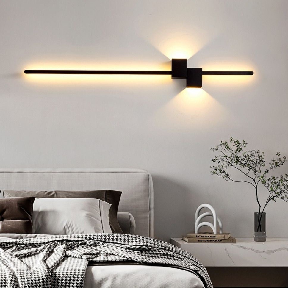 Foyer Lighting Wall Decor - Lampu Dinding Strip Panjang Hitam Modern
