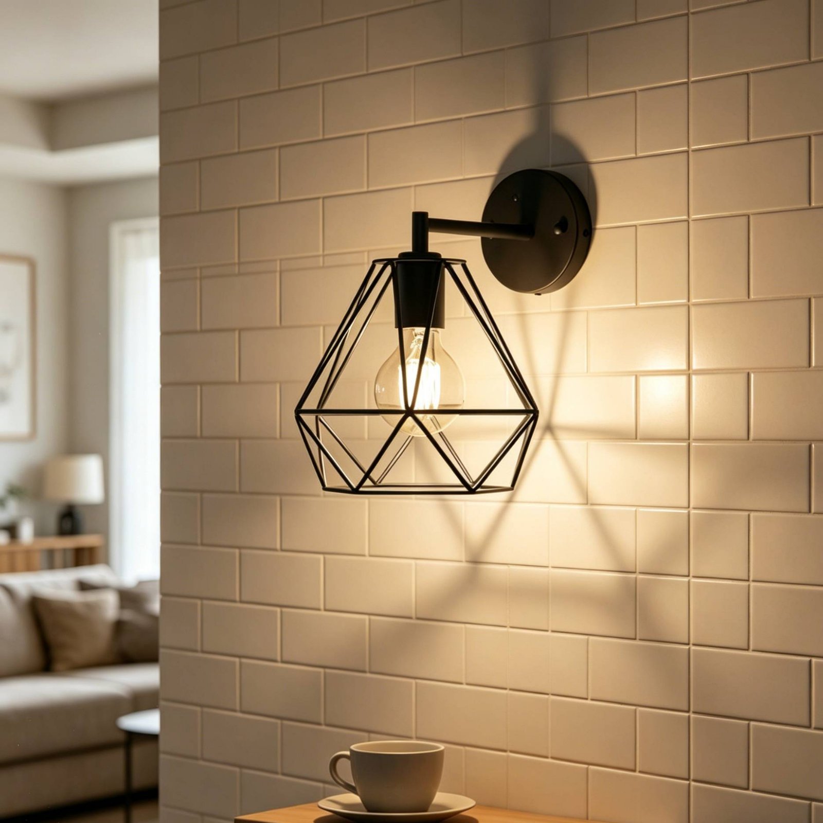 Geometric Lamp Shade - Kap Lampu Kawat Logam Minimalis Bentuk