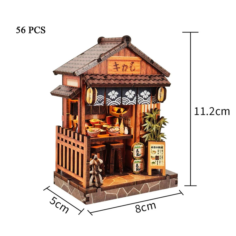 Miniatur Kedai Jepang Kayu DIY - Japanese Lighting Decor ulasan dan harga