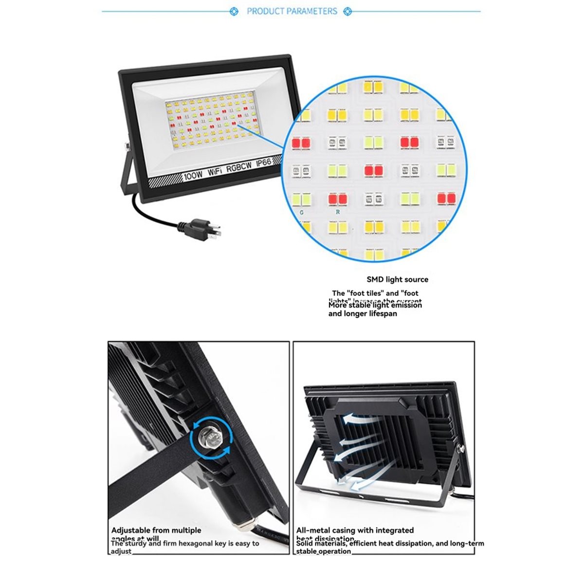 Nices 100W RGBCW Lampu Sorot L - Decor Lighting Uk ulasan dan harga